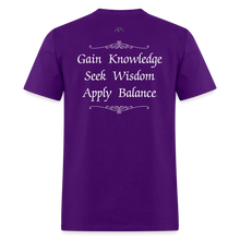 Load image into Gallery viewer, Knowledge, Wisdom &amp; Balance- Crewneck T Shirt - purple