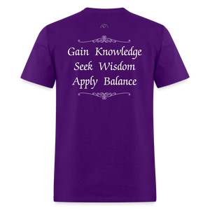 Knowledge, Wisdom & Balance- Crewneck T Shirt - purple