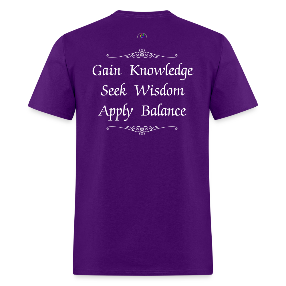 Knowledge, Wisdom & Balance- Crewneck T Shirt - purple