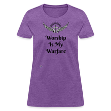 Load image into Gallery viewer, Worship Is My Warfare Women&#39;s T-Shirt - purple heather