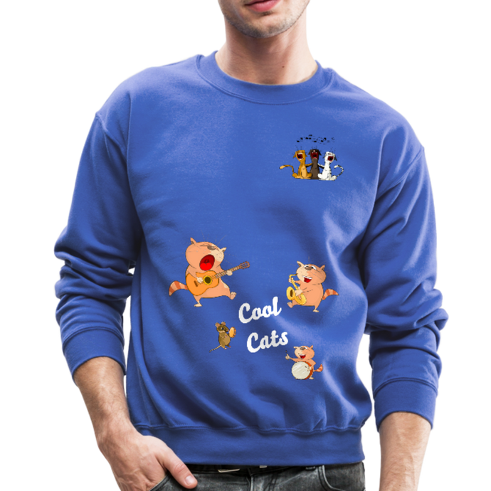 Musical Cats Crewneck Sweatshirt - royal blue