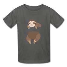 Load image into Gallery viewer, Sloth Hanes Youth Tagless T-Shirt - charcoal