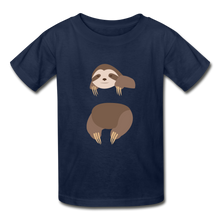 Load image into Gallery viewer, Sloth Hanes Youth Tagless T-Shirt - navy