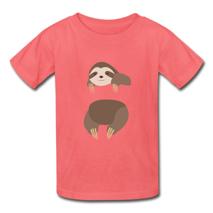 Sloth Hanes Youth Tagless T-Shirt - coral