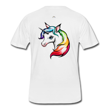 Load image into Gallery viewer, Rainbow Unicorn Men’s 50/50 T-Shirt - white