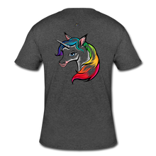 Load image into Gallery viewer, Rainbow Unicorn Men’s 50/50 T-Shirt - heather black