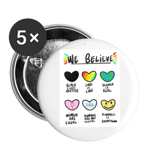 We Believe Buttons large 2.2'' (5-pack) - white