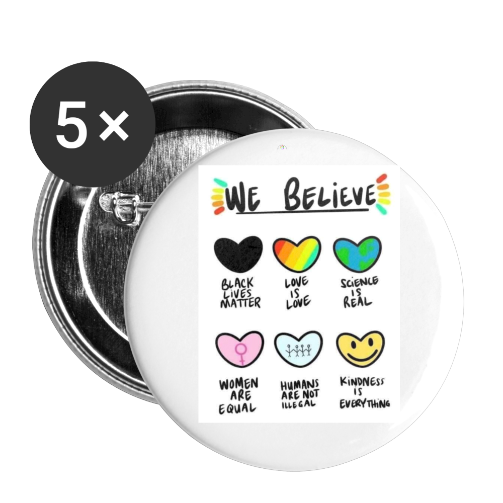 We Believe Buttons large 2.2'' (5-pack) - white