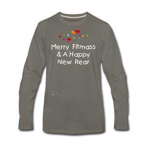 Holiday Humor- Happy New Rear- Premium Long Sleeve T-Shirt - asphalt gray