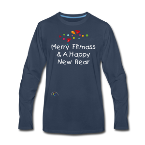 Holiday Humor- Happy New Rear- Premium Long Sleeve T-Shirt - navy