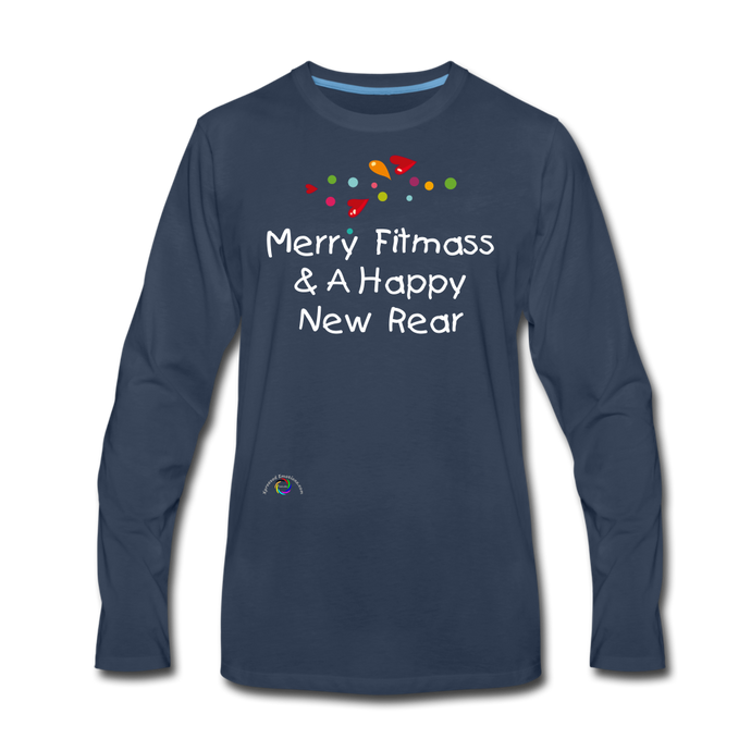 Holiday Humor- Happy New Rear- Premium Long Sleeve T-Shirt - navy