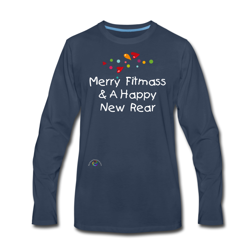 Holiday Humor- Happy New Rear- Premium Long Sleeve T-Shirt - navy