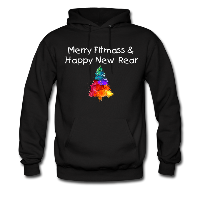 Merry Fitmass & Happy New Rear-Hanes Men's Hoodie - black