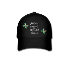 Load image into Gallery viewer, Holiday Hugs &amp; Mistletoe Kisses Hat/Cap - black