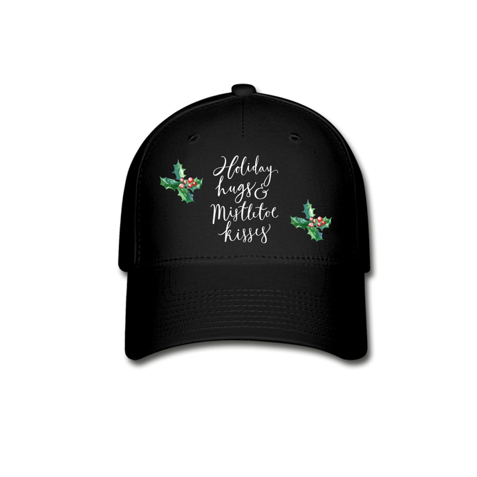 Holiday Hugs & Mistletoe Kisses Hat/Cap - black