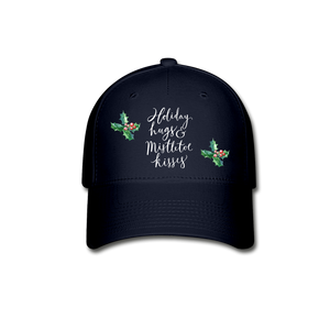 Holiday Hugs & Mistletoe Kisses Hat/Cap - navy