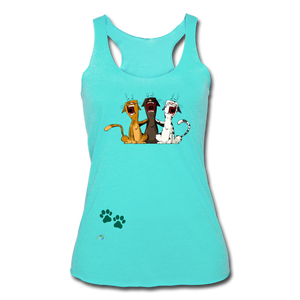 Cat Lovers - Women’s Tri-Blend Racerback Tank - turquoise