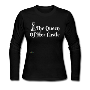 "Queen Of Her Castle" Women's Long Sleeve Jersey T-Shirt - black