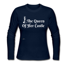 Load image into Gallery viewer, &quot;Queen Of Her Castle&quot; Women&#39;s Long Sleeve Jersey T-Shirt - navy