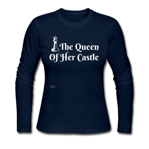 "Queen Of Her Castle" Women's Long Sleeve Jersey T-Shirt - navy