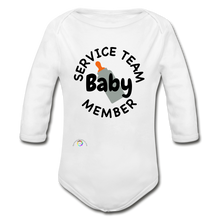 Load image into Gallery viewer, Baby Service Team Member -Organic Long Sleeve Baby Bodysuit - white