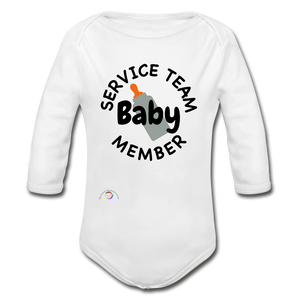 Baby Service Team Member -Organic Long Sleeve Baby Bodysuit - white