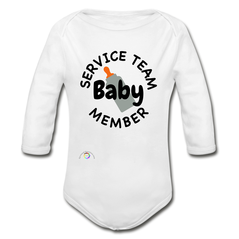 Baby Service Team Member -Organic Long Sleeve Baby Bodysuit - white