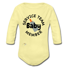 Load image into Gallery viewer, Baby Service Team Member -Organic Long Sleeve Baby Bodysuit - washed yellow