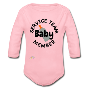 Baby Service Team Member -Organic Long Sleeve Baby Bodysuit - light pink