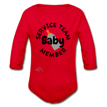 Load image into Gallery viewer, Baby Service Team Member -Organic Long Sleeve Baby Bodysuit - red