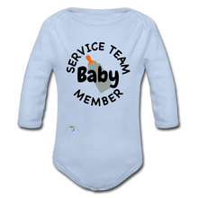 Load image into Gallery viewer, Baby Service Team Member -Organic Long Sleeve Baby Bodysuit - sky