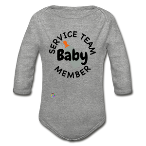 Baby Service Team Member -Organic Long Sleeve Baby Bodysuit - heather gray