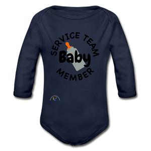 Baby Service Team Member -Organic Long Sleeve Baby Bodysuit - dark navy