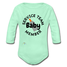 Load image into Gallery viewer, Baby Service Team Member -Organic Long Sleeve Baby Bodysuit - light mint