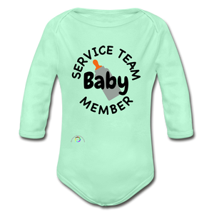 Baby Service Team Member -Organic Long Sleeve Baby Bodysuit - light mint