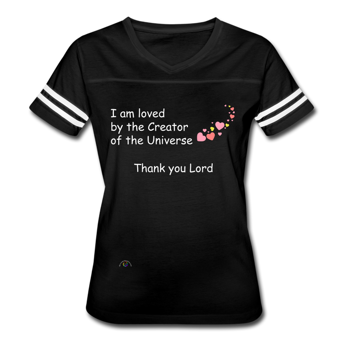 I AM LOVED...Women’s Vintage Sport T-Shirt - black/white