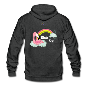 "Bless Up"  Unisex Fleece Zip Hoodie - charcoal gray