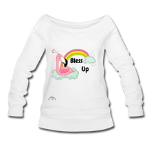 Load image into Gallery viewer, &quot;Bless Up&quot; Women&#39;s Wideneck Sweatshirt - white