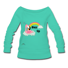 Load image into Gallery viewer, &quot;Bless Up&quot; Women&#39;s Wideneck Sweatshirt - teal