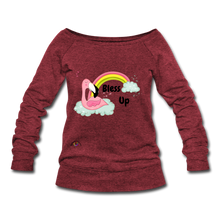 Load image into Gallery viewer, &quot;Bless Up&quot; Women&#39;s Wideneck Sweatshirt - cardinal triblend