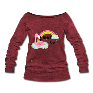 "Bless Up" Women's Wideneck Sweatshirt - cardinal triblend