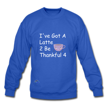 Load image into Gallery viewer, Thankful Latte -Gildan Crew-neck Sweatshirt - royal blue