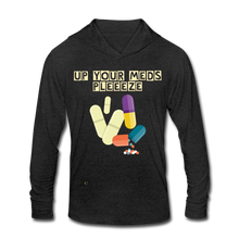 Load image into Gallery viewer, Up Your Meds Pleeeze - Unisex Tri-Blend Hoodie Shirt - heather black