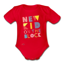 Load image into Gallery viewer, New Kid On The Block -Organic Short Sleeve Baby Bodysuit - red