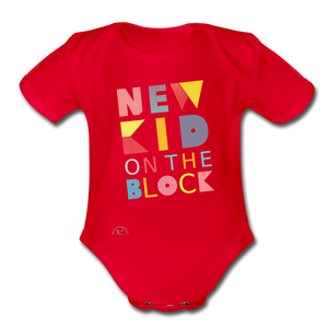 New Kid On The Block -Organic Short Sleeve Baby Bodysuit - red