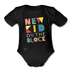 New Kid On The Block -Organic Short Sleeve Baby Bodysuit - black