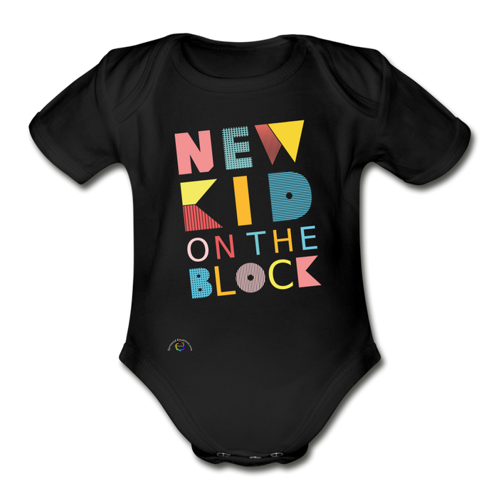 New Kid On The Block -Organic Short Sleeve Baby Bodysuit - black