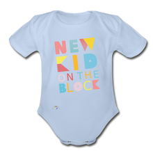 Load image into Gallery viewer, New Kid On The Block -Organic Short Sleeve Baby Bodysuit - sky