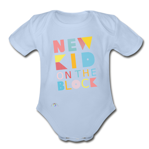 New Kid On The Block -Organic Short Sleeve Baby Bodysuit - sky