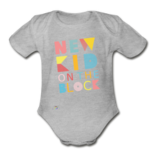 Load image into Gallery viewer, New Kid On The Block -Organic Short Sleeve Baby Bodysuit - heather gray